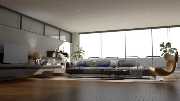 Video Rendering Footage Contemporary Interior Design Living Room Stylish Interior — Video Stock