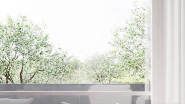 3d video rendering footage contemporary interior design of the living room. Stylish interior of the living room