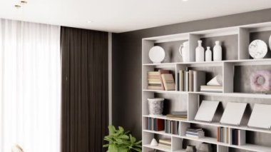 3d video rendering footage contemporary interior design of the living room. Stylish interior of the living room