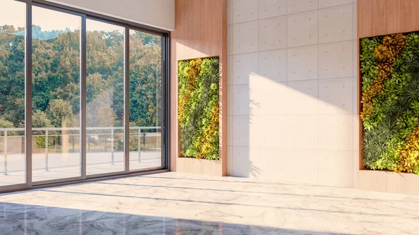 大規模な豪華な近代的な明るいインテリアリビングルームのモックアップイラスト3Dレンダリングコンピュータデジタル生成画像 — ストック写真