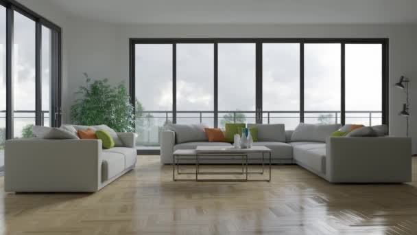 Video Rendering Footage Contemporary Interior Design Living Room Stylish Interior — Video Stock