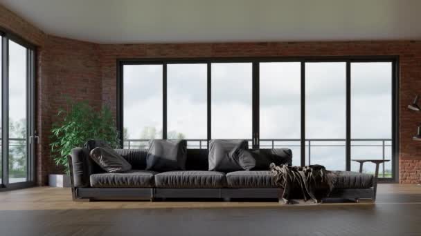 Video Rendering Footage Contemporary Interior Design Living Room Stylish Interior — Wideo stockowe