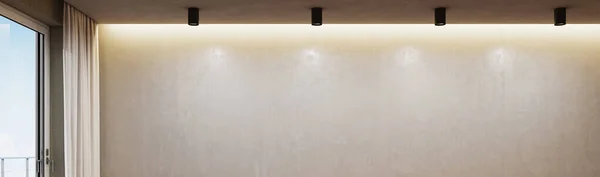 Grande Luxo Modernos Interiores Luminosos Sala Estar Mockup Banner Ilustração — Fotografia de Stock