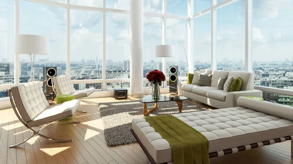 Moderne Illustration Banner Entspannendes Und Komfortables Modernes Wohnzimmer Mit Sofas — Stockfoto