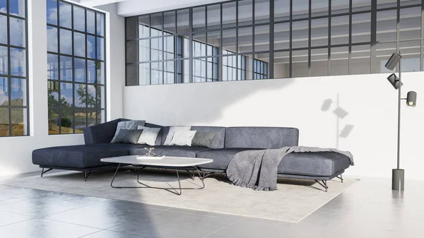 Modern Illustration Banner Relaxing Comfortable Modern Living Room Sofas Armchairs — Stok Foto