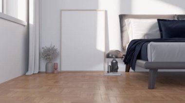 3D video görüntüsü, oturma odasının çağdaş iç tasarımı. Oturma odasının içi çok şık.