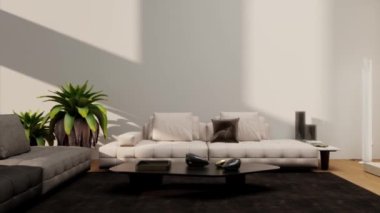 3d video rendering footage contemporary interior design of the living room. Stylish interior of the living room