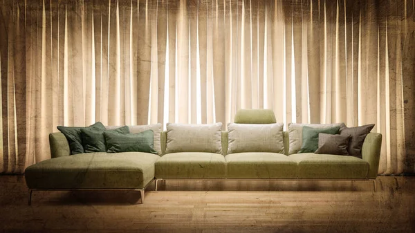 Velký Luxusní Moderní Světlé Interiéry Domů Obývací Pokoj Mockup Banner — Stock fotografie