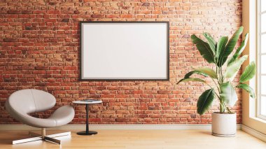 Büyük lüks, modern, parlak iç mekanlar. Oturma odası tasviri. 3D görüntüleme.