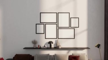 3d video rendering footage contemporary interior design of the living room. Stylish interior of the living room