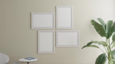 3d video rendering footage contemporary interior design of the living room. Stylish interior of the living room