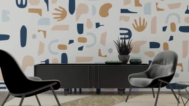 Video Rendering Footage Contemporary Interior Design Living Room Stylish Interior — Stock video