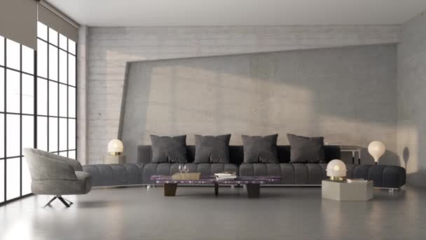 Video Rendering Footage Contemporary Interior Design Living Room Stylish Interior — Stock Video