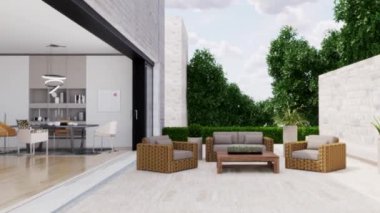 3d video rendering footage contemporary interior design of the living room. Stylish interior of the living room