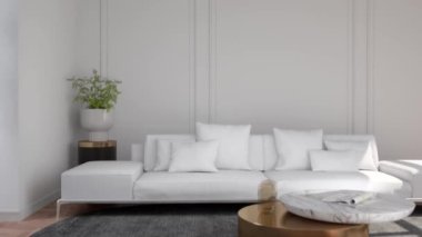 3d video rendering footage contemporary interior design of the living room. Stylish interior of the living room