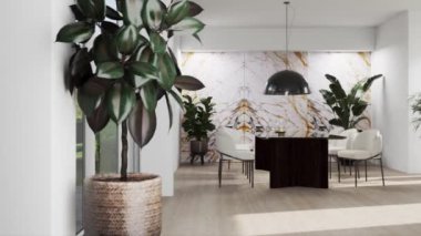 3d video rendering footage contemporary interior design of the living room. Stylish interior of the living room