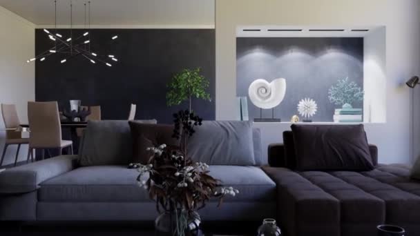 Video Görüntüsü Oturma Odasının Çağdaş Tasarımı Oturma Odasının Içi Çok — Stok video