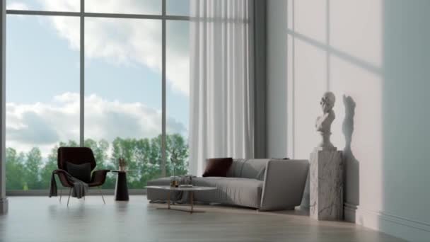 Video Vykreslující Záběry Současného Interiérového Designu Obývacího Pokoje Stylový Interiér — Stock video