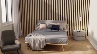 3d video rendering footage contemporary interior design of the living room. Stylish interior of the living room
