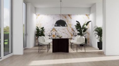 3d video rendering footage contemporary interior design of the living room. Stylish interior of the living room