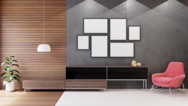 Video Rendering Footage Contemporary Interior Design Living Room Stylish Interior — ストック動画