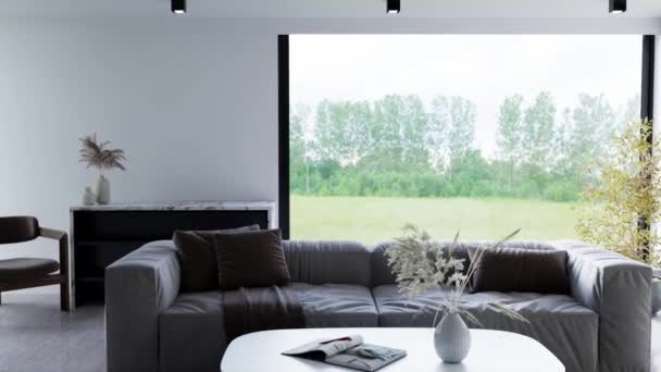 Video Representación Imágenes Diseño Interior Contemporáneo Sala Estar Elegante Interior — Vídeos de Stock