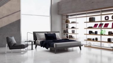 3d video rendering footage contemporary interior design of the living room. Stylish interior of the living room