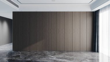 Büyük lüks, modern, parlak iç mekanlar. Oturma odası tasviri. 3D görüntüleme.