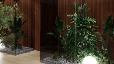 3d video rendering footage contemporary interior design of the living room. Stylish interior of the living room