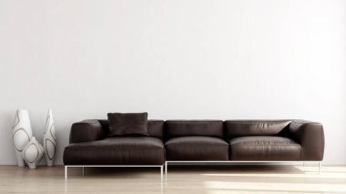 Büyük lüks, modern, parlak iç mekanlar. Oturma odası tasviri. 3D görüntüleme.