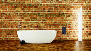 Modern, parlak banyo içleri 3 boyutlu resimleme