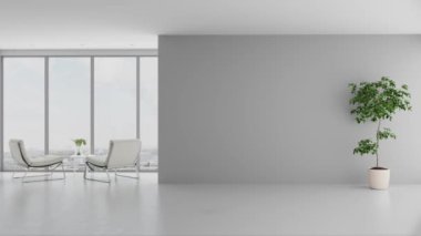 3d video rendering footage contemporary interior design of the living room. Stylish interior of the living room