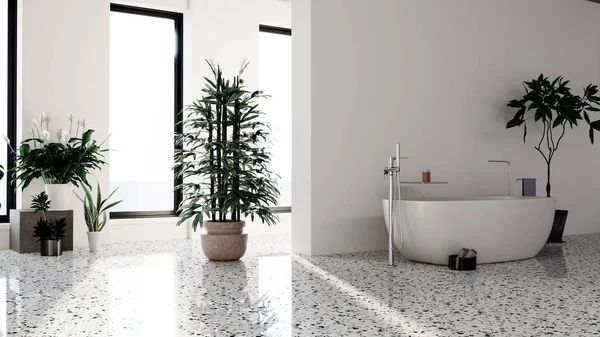 Moderna Casa Banho Brilhante Interiores Renderização Ilustração — Fotografia de Stock