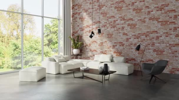 Video Rendering Footage Contemporary Interior Design Living Room Stylish Interior — Stockvideo