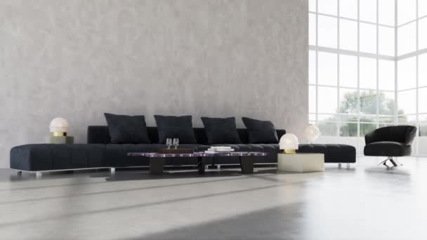 Video Rendering Footage Contemporary Interior Design Living Room Stylish Interior — 비디오