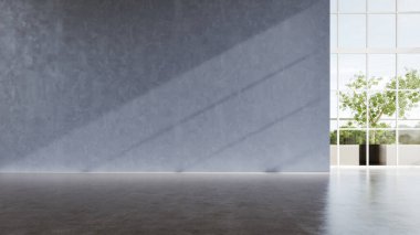 Büyük lüks, modern, parlak iç mekanlar. Oturma odası tasviri. 3D görüntüleme.