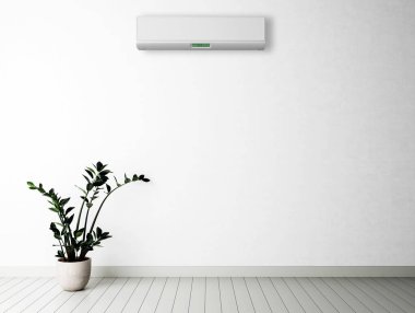 Büyük lüks, modern, aydınlık bir oturma odası. Klima modelleme çizimi 3D.