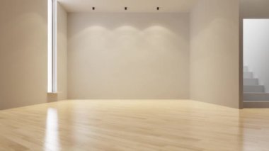 3D video görüntüsü, oturma odasının çağdaş iç tasarımı. Oturma odasının içi çok şık.