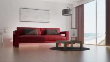 3d video rendering footage contemporary interior design of the living room. Stylish interior of the living room