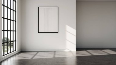 Büyük lüks, modern, parlak iç mekanlar. Oturma odası tasviri. 3D görüntüleme.