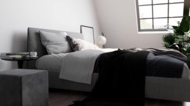 3d video rendering footage contemporary interior design of the living room. Stylish interior of the living room
