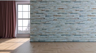 Büyük lüks, modern, parlak iç mekanlar. Oturma odası tasviri. 3D görüntüleme.