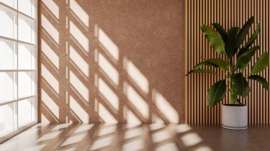 Büyük lüks, modern, parlak iç mekanlar. Oturma odası tasviri. 3D görüntüleme.