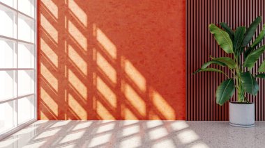 Büyük lüks, modern, parlak iç mekanlar. Oturma odası tasviri. 3D görüntüleme.