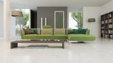 3d video rendering footage contemporary interior design of the living room. Stylish interior of the living room