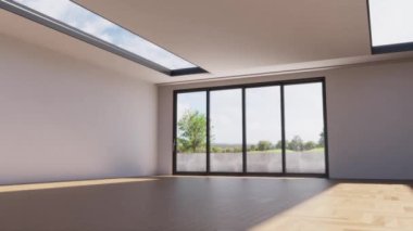 3d video rendering footage contemporary interior design of the living room. Stylish interior of the living room