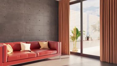 3d video rendering footage contemporary interior design of the living room. Stylish interior of the living room