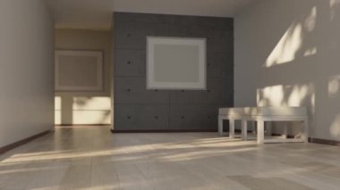 3d video rendering footage contemporary interior design of the living room. Stylish interior of the living room