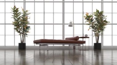 3d video rendering footage contemporary interior design of the living room. Stylish interior of the living room