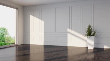 3d video rendering footage contemporary interior design of the living room. Stylish interior of the living room